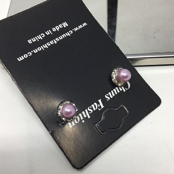 Purple Imitation Pearl Starburst Earrings (H15) - Picture 3 of 4